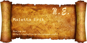 Maletta Erik névjegykártya